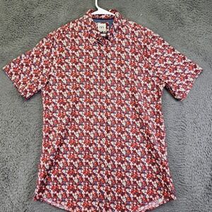 Zara Slim Fit Floral Print Button Up Short Sleeve Casual Shirt Mens Medium